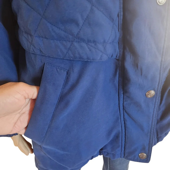Jacqueline Ferrar Quilted Hooded Jacket Women Size Petite Large Blue Polyester - Picture 12 of 14